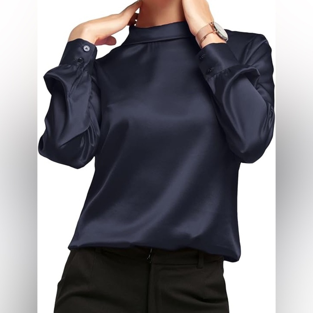 NEW LilySilk Stand Collar long sleeve silk blouse
